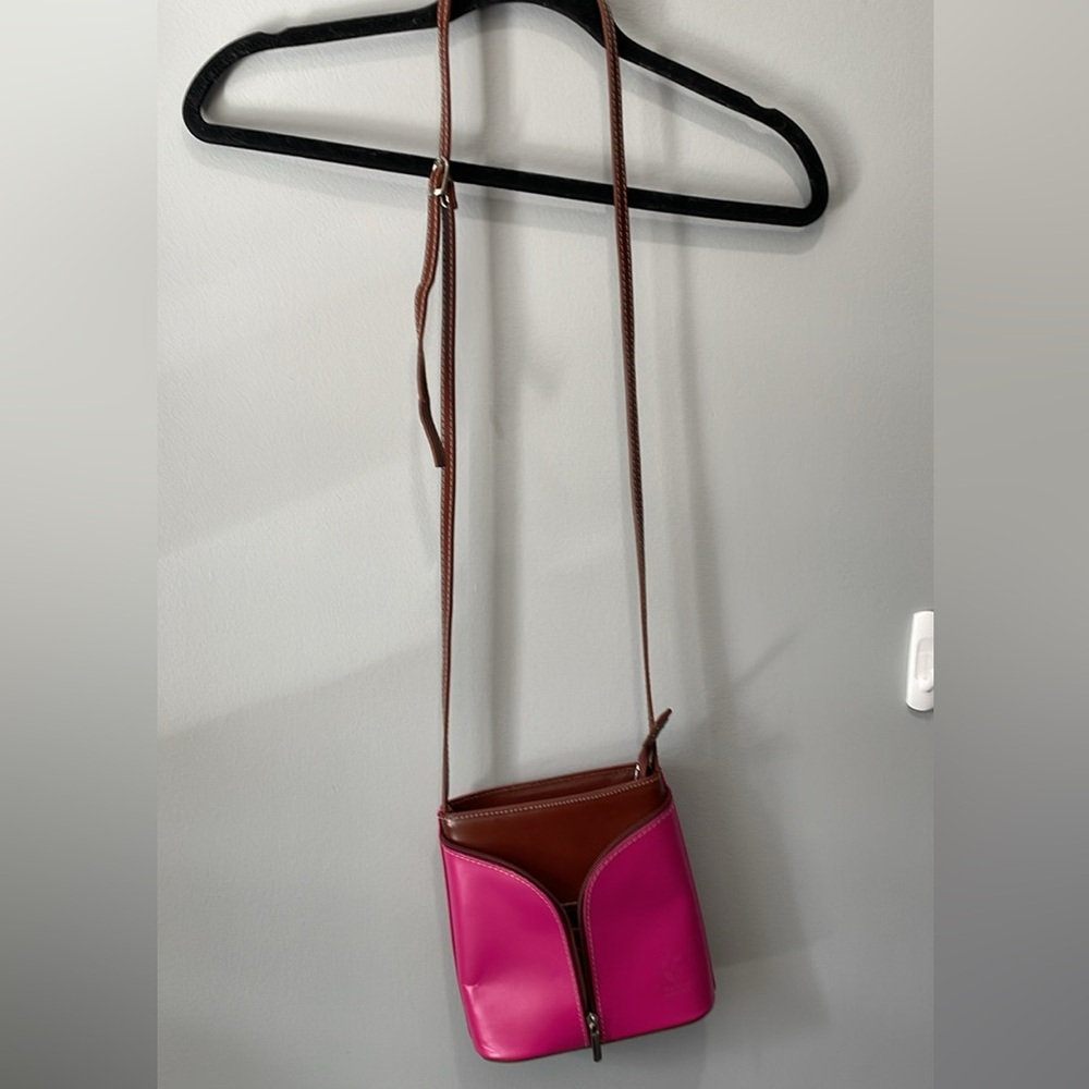 Vera Pelle Pink and Brown Crossbody leather Bag